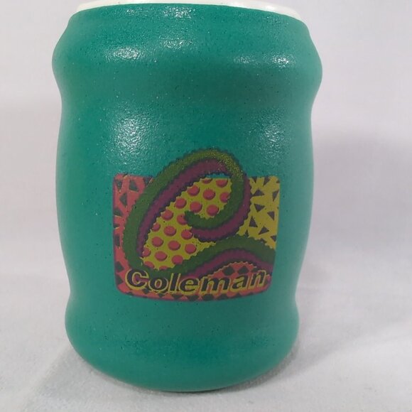 Coleman Can Koozie Vintage Green 80s 90s Pattern Tuffoams Insulated Beer Soda Po - Picture 1 of 8